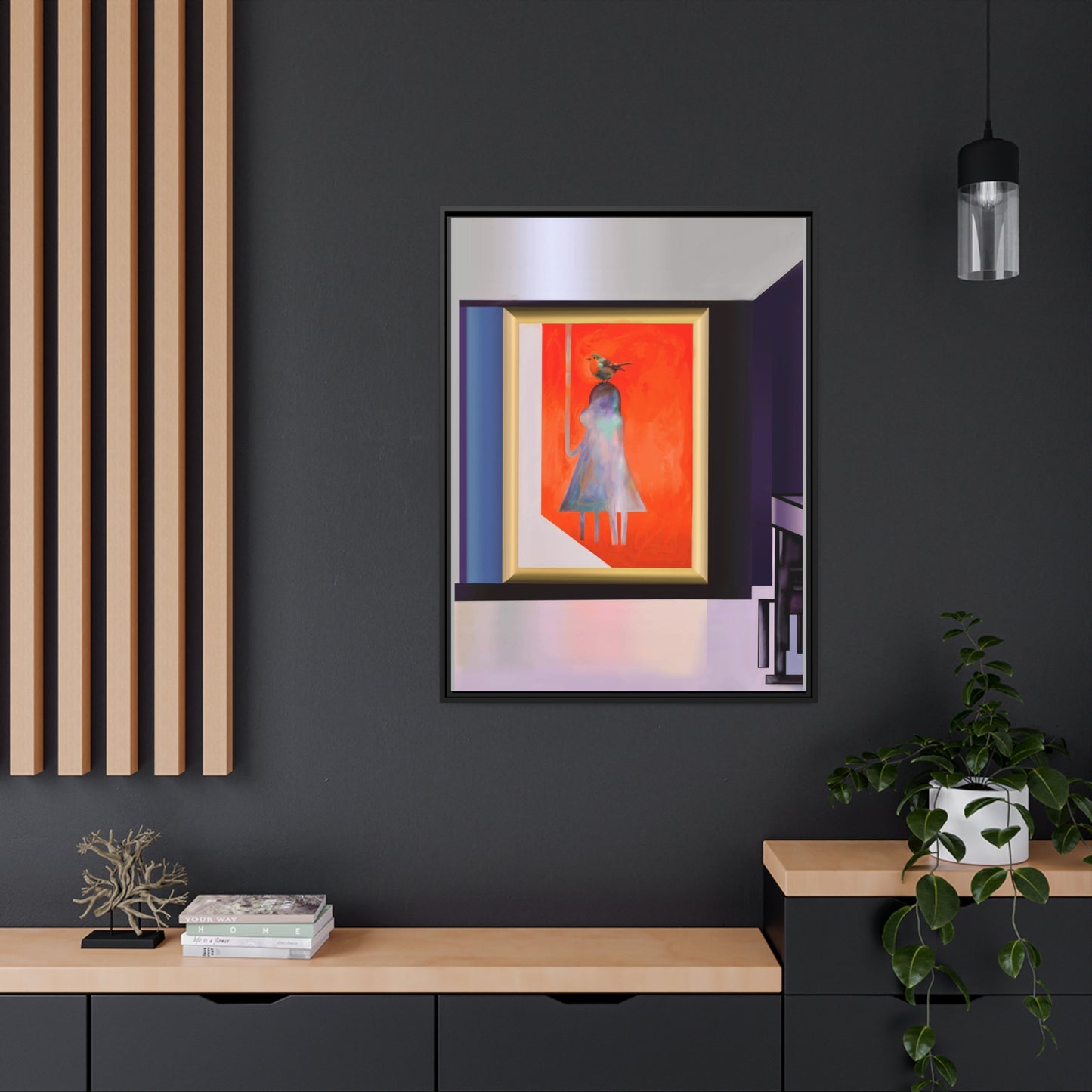 Self Healing- Digital Art on Canvas, Black Frame